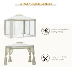 Oasis 3 M X 3 M 2 Tier Draper Garden Gazebo/ Marquee - Cream -OUTSUNNY Store 1624015352 68905600