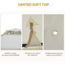 Oasis 3 M X 3 M 2 Tier Draper Garden Gazebo/ Marquee - Cream -OUTSUNNY Store 1624015356 41716500