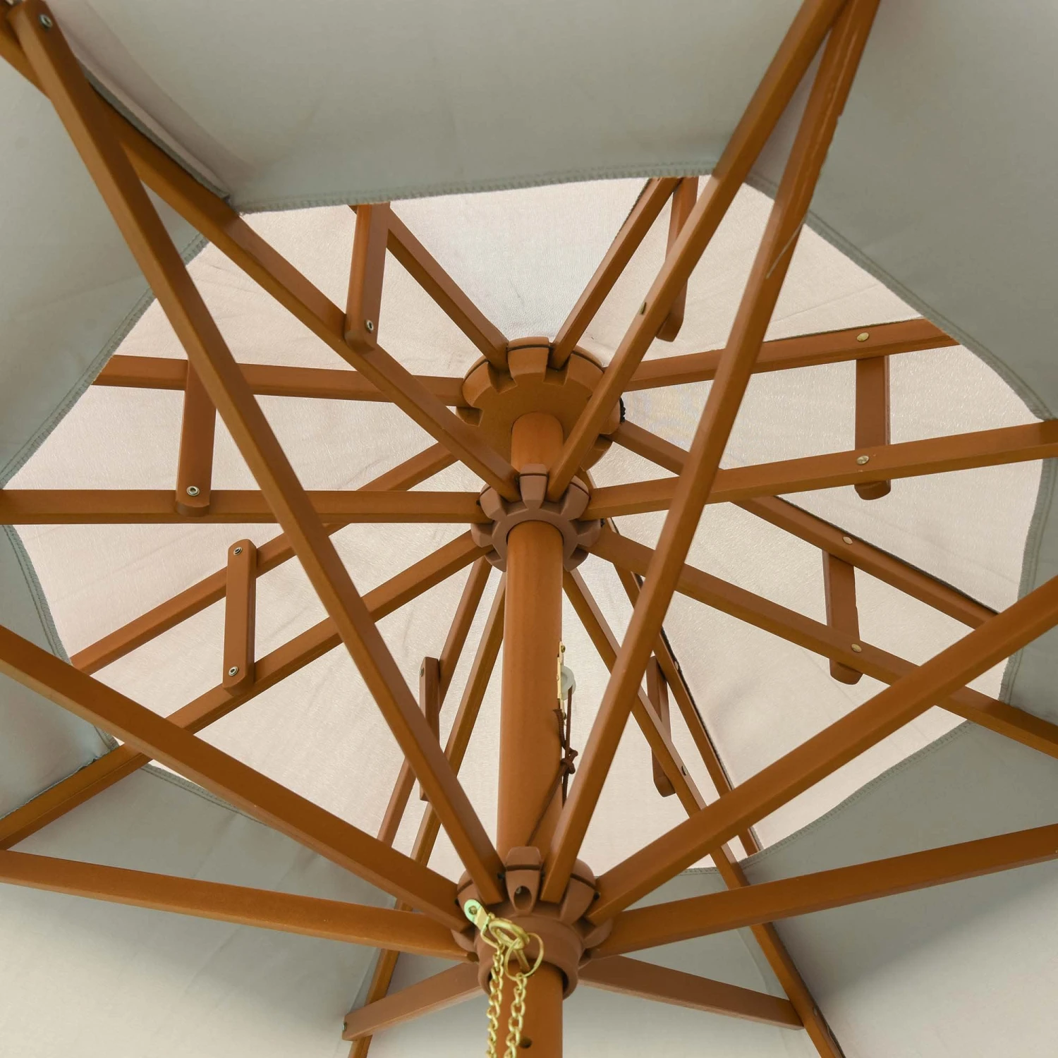 Outsunny Double Tier Wooden Umbrella Parasol 2.7m - Grey 3 Outsunny Double Tier Wooden Umbrella Parasol 2.7m - Grey - Image 3