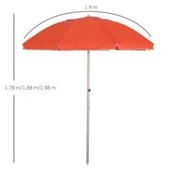 Oasis 1.9 M Beach Umbrella Parasol With Adjustable Angle And Carry Bag - Orange -OUTSUNNY Store 1624015479 25704300