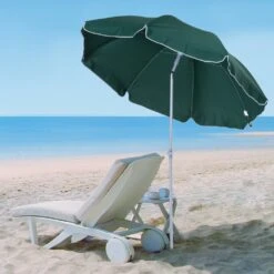 Oasis 2.2 M Steel Beach Umbrella Parasol - Dark Green 19 Oasis 2.2 M Steel Beach Umbrella Parasol - Dark Green -OUTSUNNY Store 1624015572 35813800