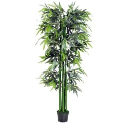 Outsunny 1.8 M Artificial Bamboo Plant With Pot - Green/Black