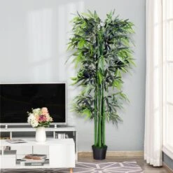Outsunny 1.8 M Artificial Bamboo Plant With Pot - Green/Black -OUTSUNNY Store 1624015630 40488500 9dfd8ecb f5cd 47fb 9180 6848a71447dd