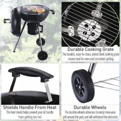 Outsunny Portable Steel Charcoal BBQ Grill With Wheels And Lid 12 Outsunny Portable Steel Charcoal BBQ Grill With Wheels And Lid -OUTSUNNY Store 1624015728 15282500