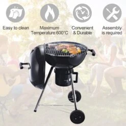 Outsunny Portable Steel Charcoal BBQ Grill With Wheels And Lid 14 Outsunny Portable Steel Charcoal BBQ Grill With Wheels And Lid -OUTSUNNY Store 1624015732 40721900
