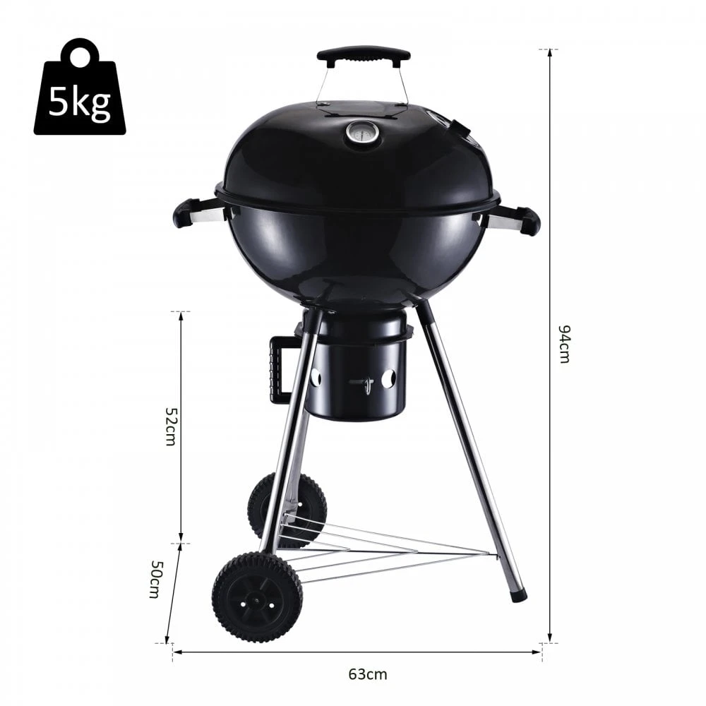 Outsunny Portable Steel Charcoal BBQ Grill With Wheels And Lid 8 Outsunny Portable Steel Charcoal BBQ Grill With Wheels And Lid - Image 8