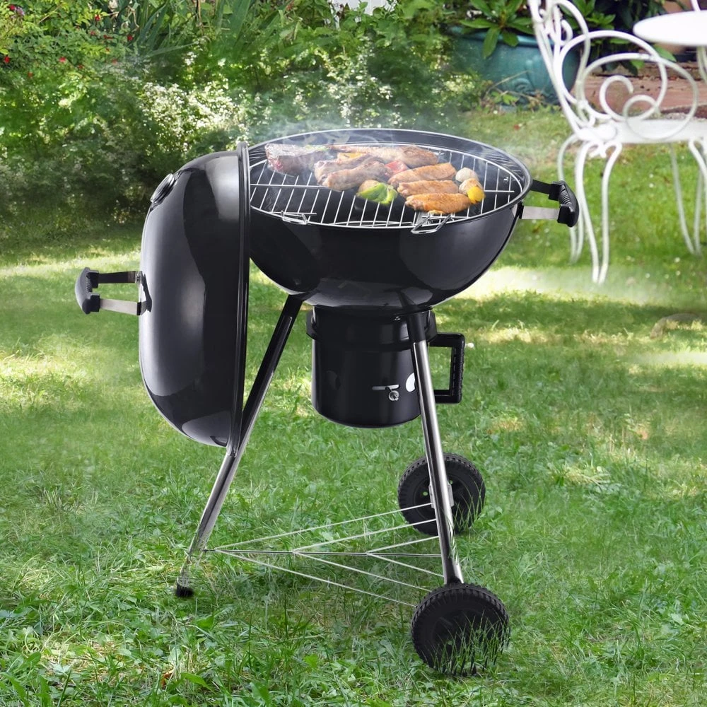 Outsunny Portable Steel Charcoal BBQ Grill With Wheels And Lid 2 Outsunny Portable Steel Charcoal BBQ Grill With Wheels And Lid - Image 2