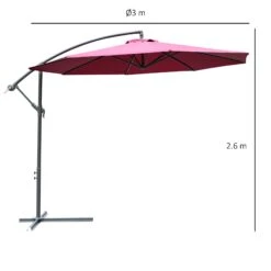 Outsunny UV And Water Resistant Hanging Garden Parasol 3m - Red -OUTSUNNY Store 1624015974 08625300 3e0a3f8a a560 4990 a2c5 20604c7a842e