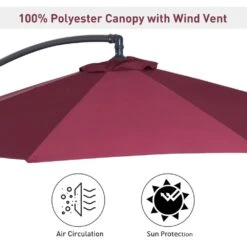 Outsunny UV And Water Resistant Hanging Garden Parasol 3m - Red -OUTSUNNY Store 1624015975 49002300 500c0008 aace 4f82 bab5 4872adf7e57c