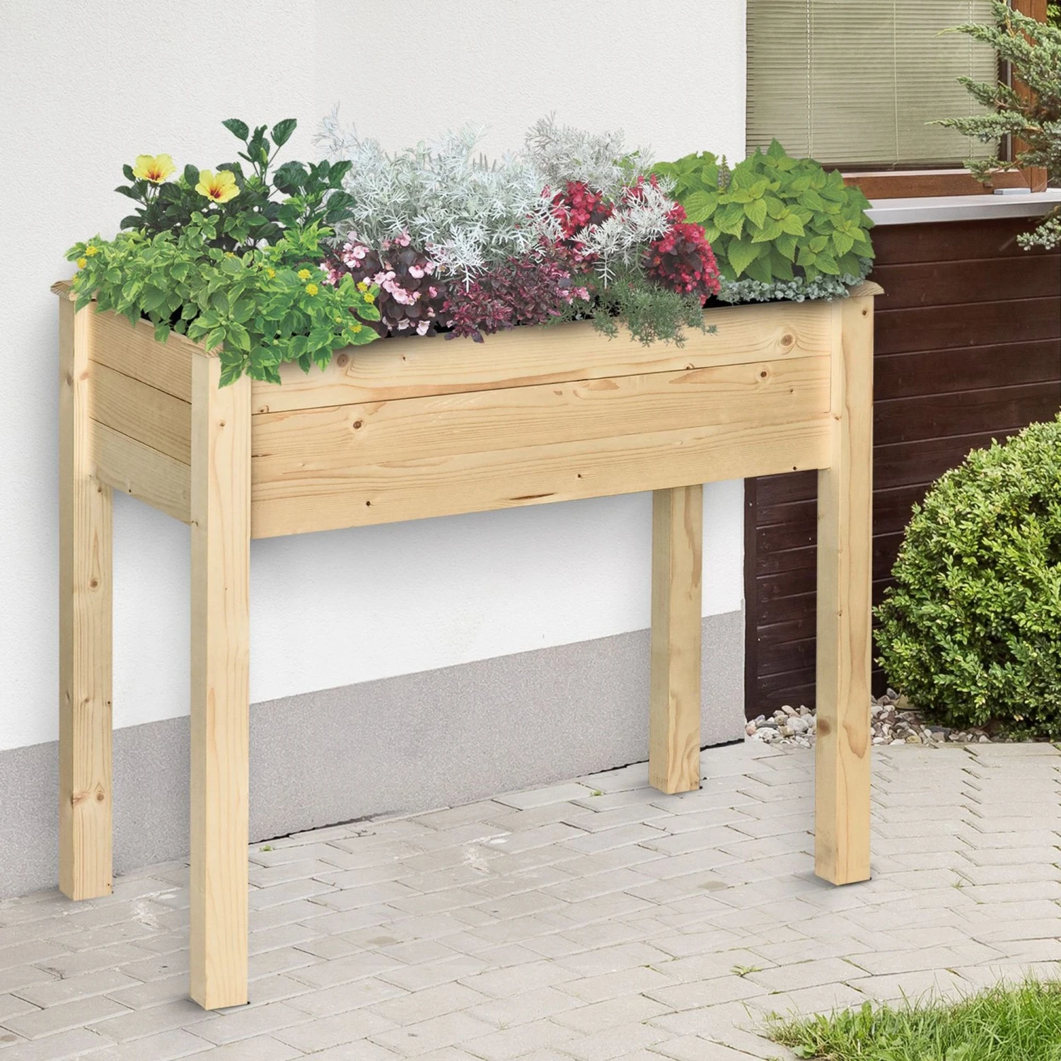 Outsunny Fir Wood Raised Rectangular Plant Stand 86 L X 46 W X 76 H Cm 3 Outsunny Fir Wood Raised Rectangular Plant Stand 86 L X 46 W X 76 H Cm - Image 3
