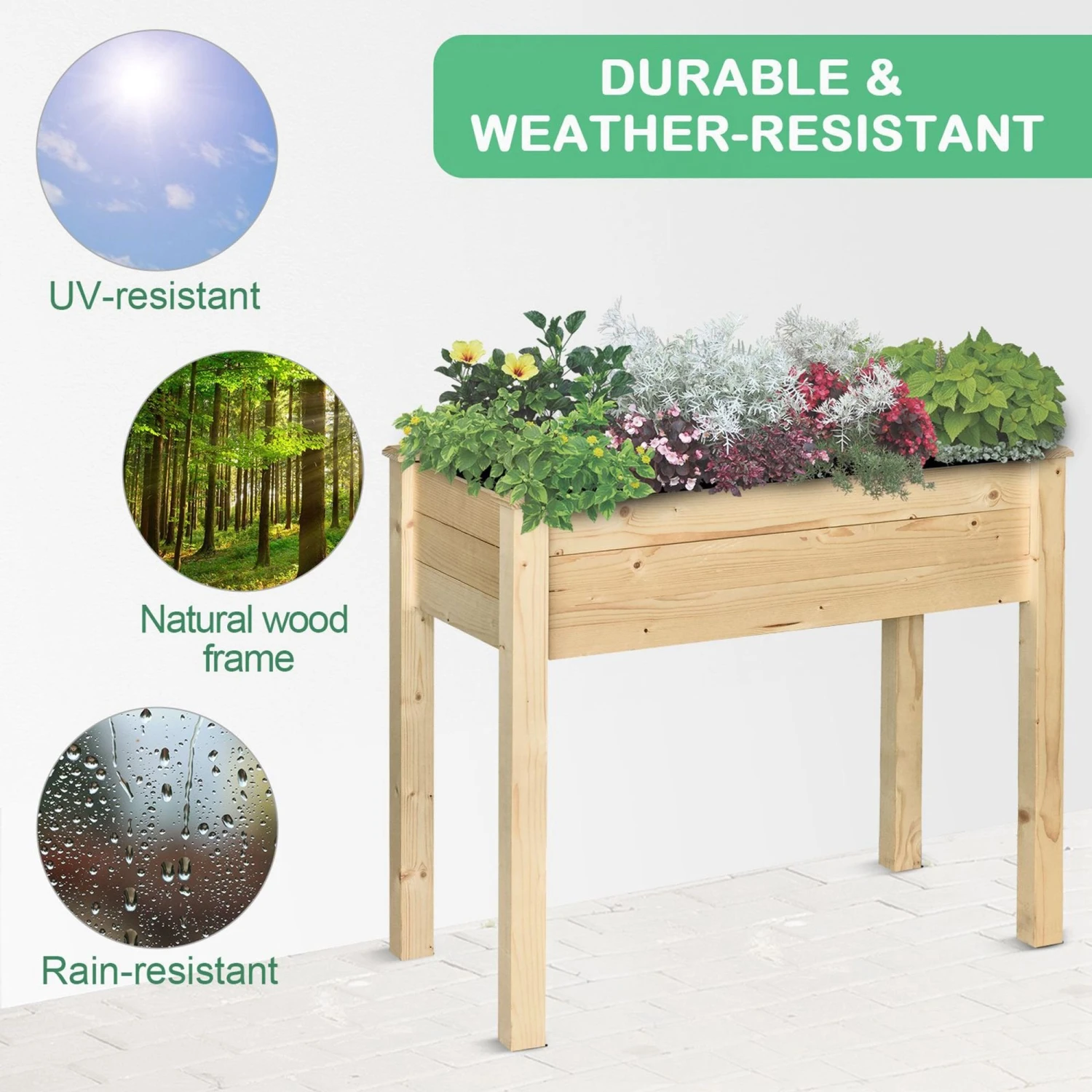 Outsunny Fir Wood Raised Rectangular Plant Stand 86 L X 46 W X 76 H Cm 6 Outsunny Fir Wood Raised Rectangular Plant Stand 86 L X 46 W X 76 H Cm - Image 6
