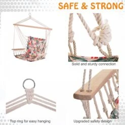 Outsunny Hanging Rope Frame Hammock Chair - Floral -OUTSUNNY Store 1624016009 11387300 d01c3436 18c8 4af8 aacc bb22467e7faf