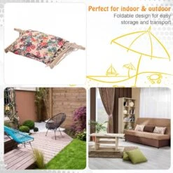 Outsunny Hanging Rope Frame Hammock Chair - Floral -OUTSUNNY Store 1624016013 14854800 a9e9a552 666d 4f8d 8cb2 72d8c6613c95