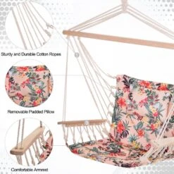 Outsunny Hanging Rope Frame Hammock Chair - Floral -OUTSUNNY Store 1624016015 22716400 a9cff5c8 75c2 43ed a610 e96094af1532