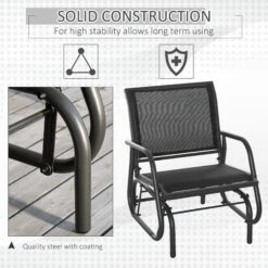 Outsunny Outdoor Gliding Swing Chair Garden Seat W/ Mesh Seat Curved Back Steel Frame Armrests Comfortable Lounge Furniture Dark Grey Black 14 Outsunny Outdoor Gliding Swing Chair Garden Seat W/ Mesh Seat Curved Back Steel Frame Armrests Comfortable Lounge Furniture Dark Grey Black -OUTSUNNY Store 1624016078 35652400 d28fb5ac 4699 4446 890c f4e92ab47f37