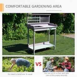 HOMCOM Fir Wood Potting Table 92Lx42.5Wx119.5H Cm Grey -OUTSUNNY Store 1624016119 73056000