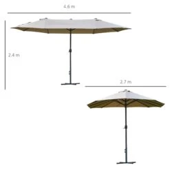 Outsunny Double Sided Umbrella Parasol With Cross Base 4.6 M - Khaki -OUTSUNNY Store 1624016258 44384000 5fb36a44 dab9 4fba b012 3828e804be63
