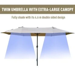 Outsunny Double Sided Umbrella Parasol With Cross Base 4.6 M - Khaki -OUTSUNNY Store 1624016261 33068400 381e0143 124b 410f 93c5 8e2819baa58b