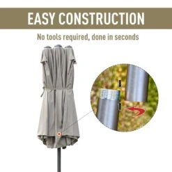 Outsunny Double Sided Umbrella Parasol With Cross Base 4.6 M - Khaki -OUTSUNNY Store 1624016268 04854000 94db35e0 71c5 4d63 bd0a 65312febaff8