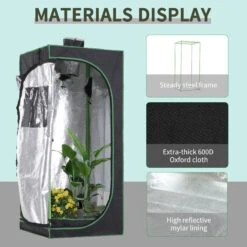 Outsunny Hydroponic Plant Grow Tent W/ Window Tool Bag 60L X 60W X 140Hcm Black -OUTSUNNY Store 1624025846 19016800 157ce392 a051 4838 a262 126f5cd38a06