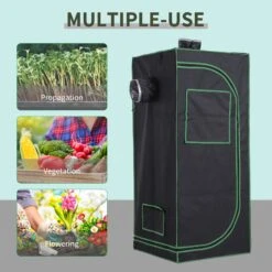 Outsunny Hydroponic Plant Grow Tent W/ Window Tool Bag 60L X 60W X 140Hcm Black -OUTSUNNY Store 1624025853 82721000 654c2663 830d 4256 9e51 ffb637ffbb53