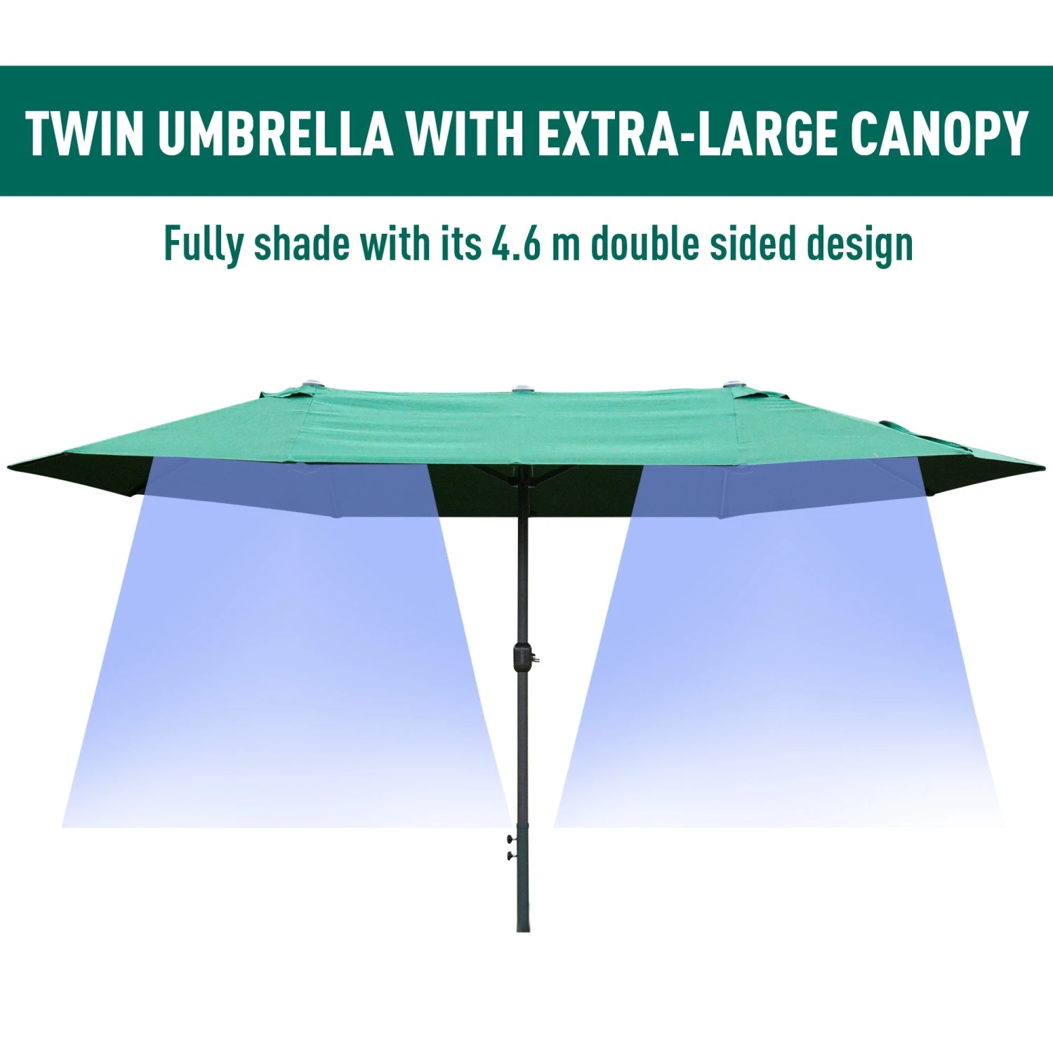 Outsunny 4.6 M Double Sided Umbrella Parasol With Cross Base - Dark Green 4 Outsunny 4.6 M Double Sided Umbrella Parasol With Cross Base - Dark Green - Image 4