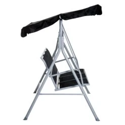 Outsunny-3 Seater Steel Swing Bench - Black -OUTSUNNY Store 1624026000 00046500