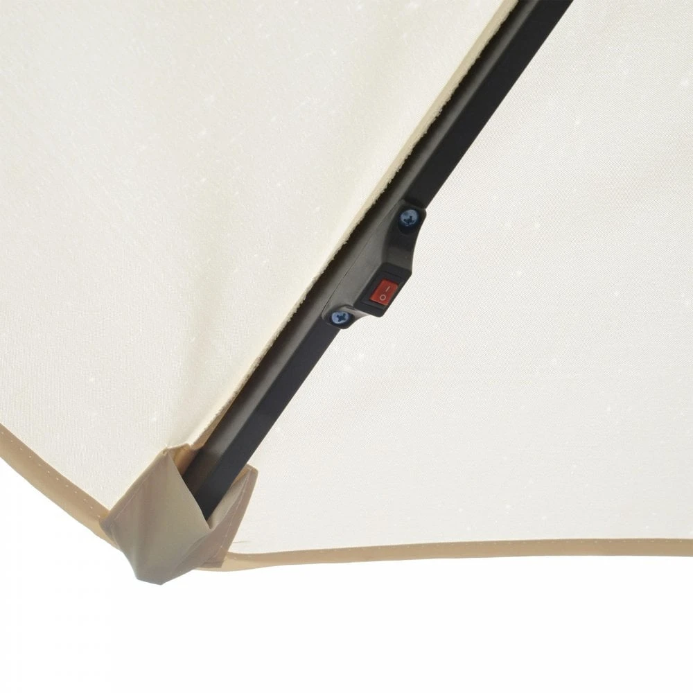 Outdoor Umbrella Parasol With LED Solar Lights - Cream 6 Outdoor Umbrella Parasol With LED Solar Lights - Cream - Image 6