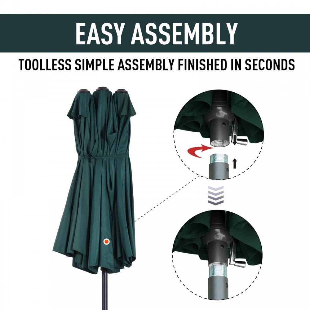 Oasis 4.6 M Double-Sided Umbrella Parasol - Green 10 Oasis 4.6 M Double-Sided Umbrella Parasol - Green - Image 10