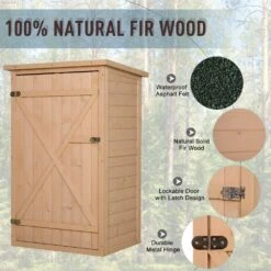 Outsunny 1.8 X 2.4ft Small Fir Wood Garden Storage Shed With Shelves -OUTSUNNY Store 1624028308 40962300