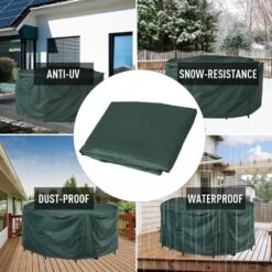 Outsunny PVC Coated Round Furniture Cover- Green -OUTSUNNY Store 1624028524 99444100