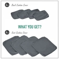 Outsunny Seat Cushion Cover Replacement Set - Grey 15 Outsunny Seat Cushion Cover Replacement Set - Grey -OUTSUNNY Store 1624028639 41541300