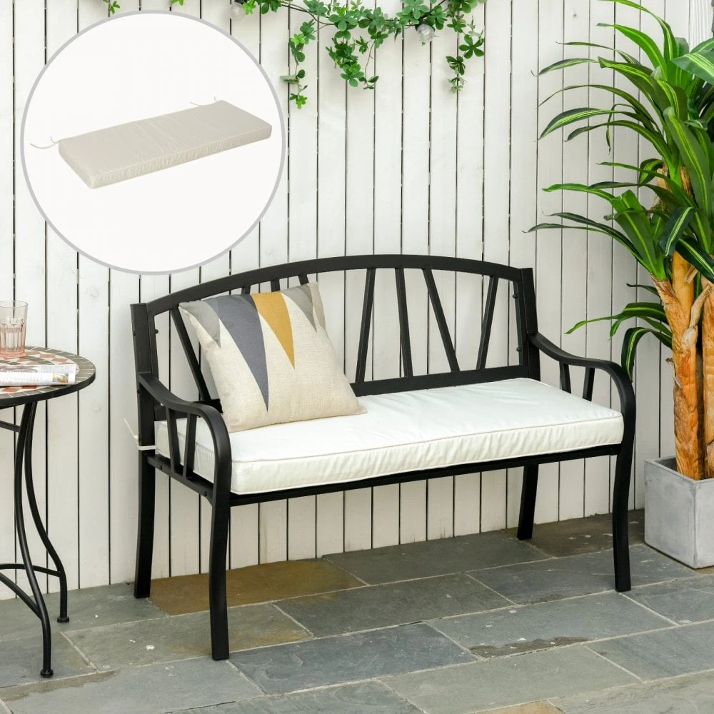 Outsunny-2 Seater Outdoor Bench Cushion - White 2 Outsunny-2 Seater Outdoor Bench Cushion - White - Image 2