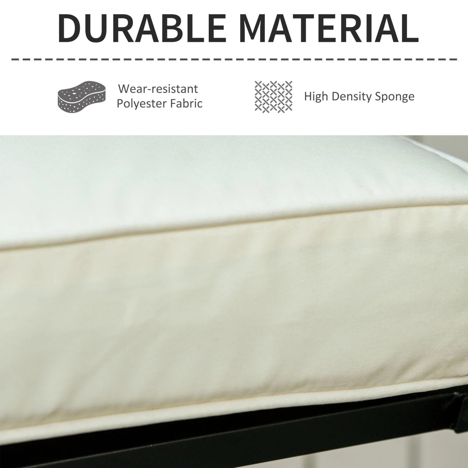 Outsunny-2 Seater Outdoor Bench Cushion - White 4 Outsunny-2 Seater Outdoor Bench Cushion - White - Image 4