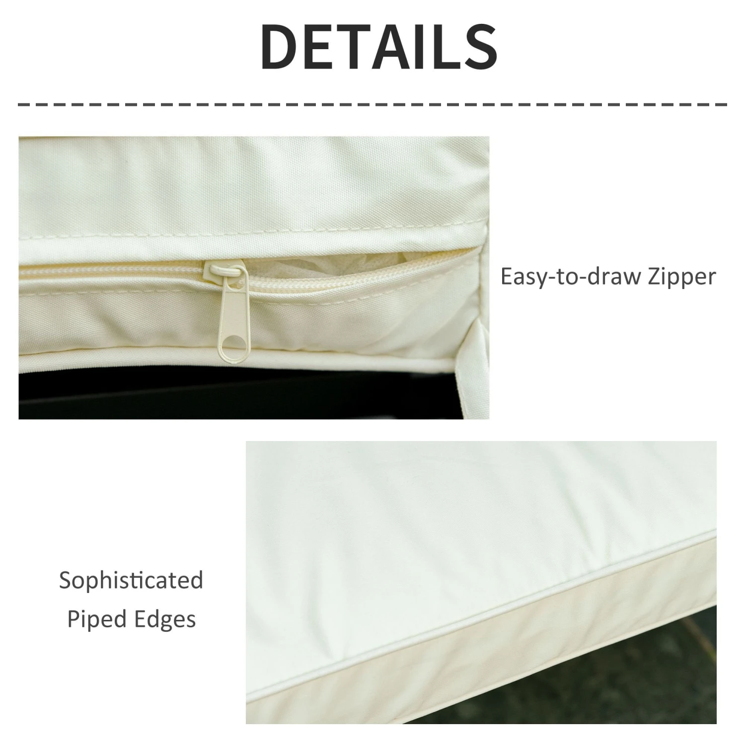 Outsunny-2 Seater Outdoor Bench Cushion - White 5 Outsunny-2 Seater Outdoor Bench Cushion - White - Image 5