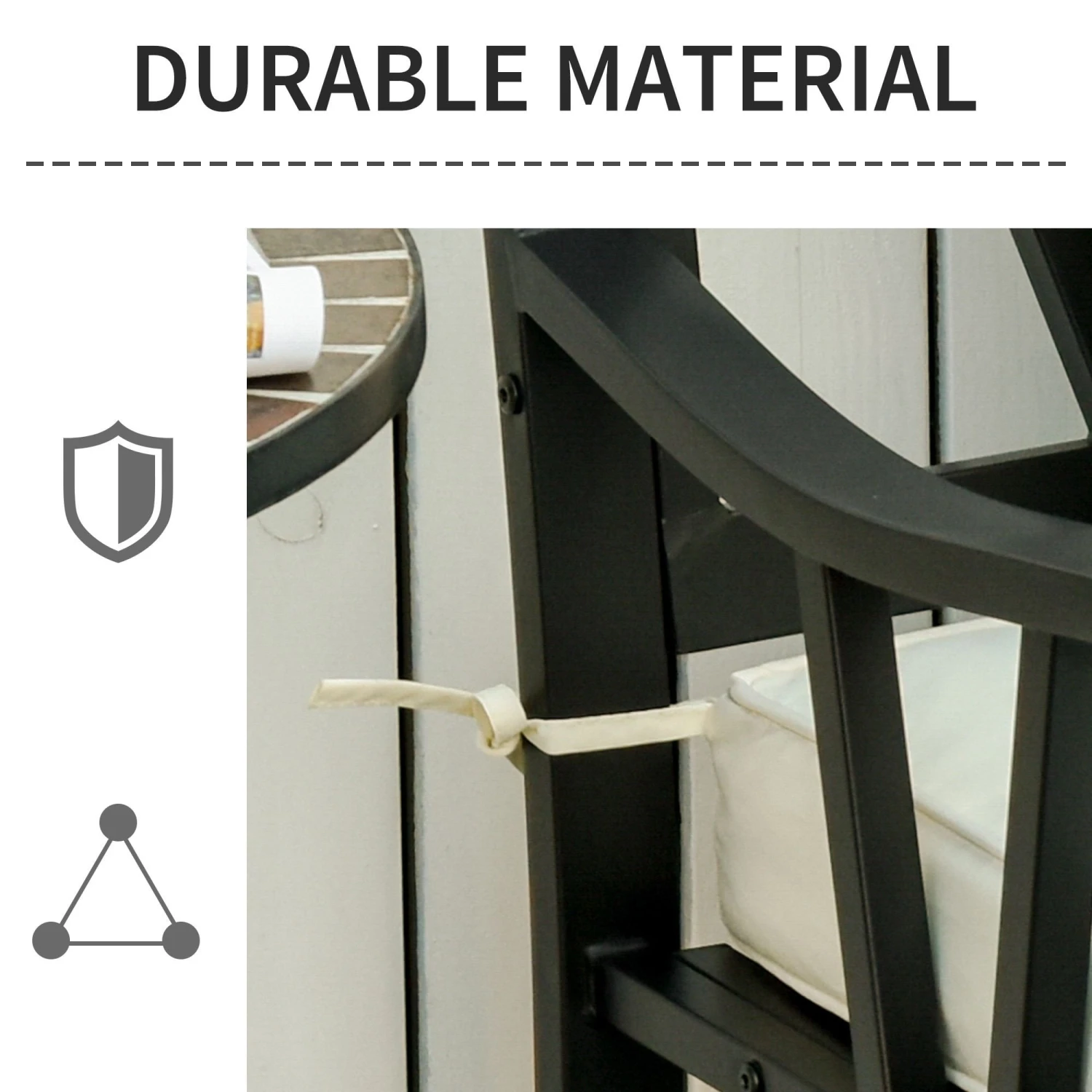 Outsunny-2 Seater Outdoor Bench Cushion - White 9 Outsunny-2 Seater Outdoor Bench Cushion - White - Image 9