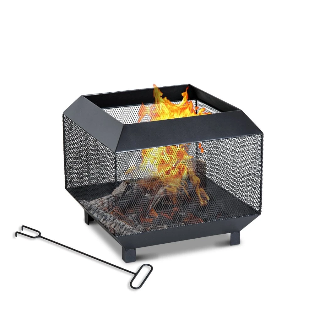 Outsunny Stove Garden Square Fire Pit Black 2 Outsunny Stove Garden Square Fire Pit Black - Image 2