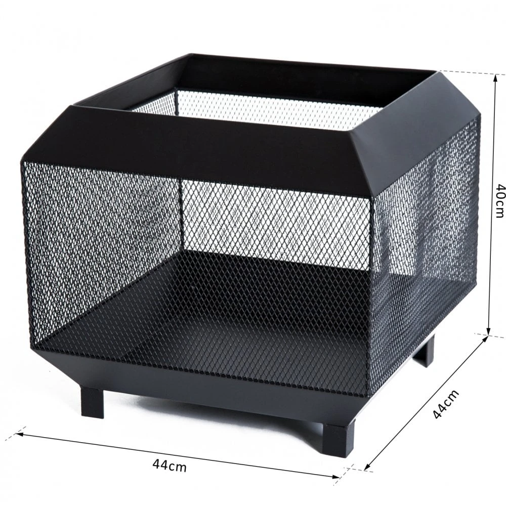 Outsunny Stove Garden Square Fire Pit Black 4 Outsunny Stove Garden Square Fire Pit Black - Image 4