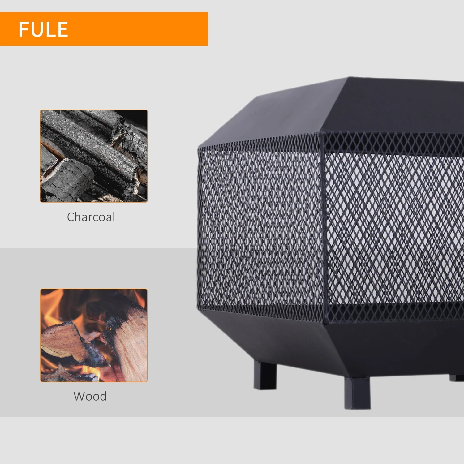 Outsunny Stove Garden Square Fire Pit Black 5 Outsunny Stove Garden Square Fire Pit Black - Image 5