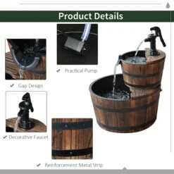 Outsunny 2 Tier Wooden Water Pump Fountain -OUTSUNNY Store 1624029516 14543200 4e6c9480 c6cc 408d 90cb a786eaa92661