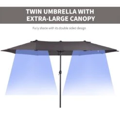 Outsunny 4.6m Garden Parasol Double-Sided Sun Umbrella Patio Market Shelter Canopy Shade Outdoor Grey -OUTSUNNY Store 1624029833 11830200 31720792 64cb 4acd 81a6 38cfe21fce96