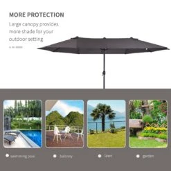 Outsunny 4.6m Garden Parasol Double-Sided Sun Umbrella Patio Market Shelter Canopy Shade Outdoor Grey -OUTSUNNY Store 1624029842 01574300 185b397d 2810 46a4 8ce3 b1b8613574f5