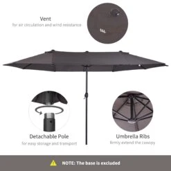 Outsunny 4.6m Garden Parasol Double-Sided Sun Umbrella Patio Market Shelter Canopy Shade Outdoor Grey -OUTSUNNY Store 1624029845 95902300 0129b7c5 76d2 41a3 a725 adbedf002443