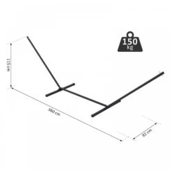 Outsunny Extra-Long Hammock Stand 3.6m - Black -OUTSUNNY Store 1624030247 70599700