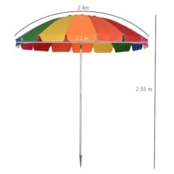 Outsunny Beach Umbrella Parasol 2.4 M Multicolour -OUTSUNNY Store 1624030454 94689500