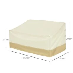 Outsunny Rattan 3 Seat Bench Waterproof Furniture Cover - Beige -OUTSUNNY Store 1624030710 50140400 26cc6172 4296 4b38 868c 72a5e2c9c3be