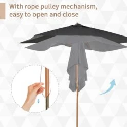 Outsunny 2.5 M Square Wood Umbrella Parasol - Dark Grey -OUTSUNNY Store 1624030799 53584900 0b3c605b 4f06 4a53 8611 b286bf1b0e6b