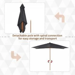 Outsunny 2.5 M Square Wood Umbrella Parasol - Dark Grey -OUTSUNNY Store 1624030801 29059800 30429bbb 5f57 4004 947d 9bda7a9d4178