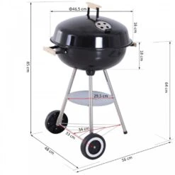 Outsunny Portable Round Charcoal Grill BBQ - Black -OUTSUNNY Store 1624031109 63698800