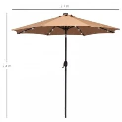 Outsunny 24 LED Solar Powered Parasol Umbrella-Brown -OUTSUNNY Store 1624031159 98710800